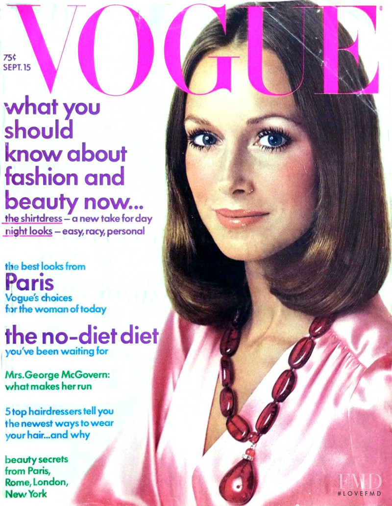 Karen Graham featured on the Vogue USA cover from September 1972