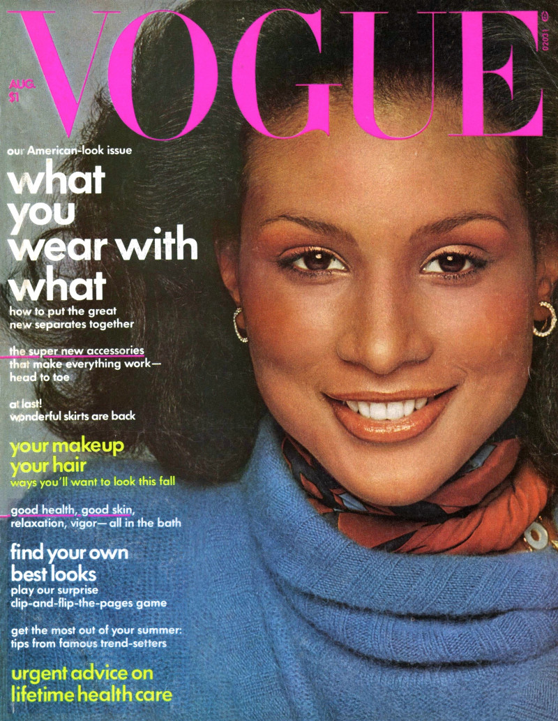 Beverly Johnson featured on the Vogue USA cover from August 1974