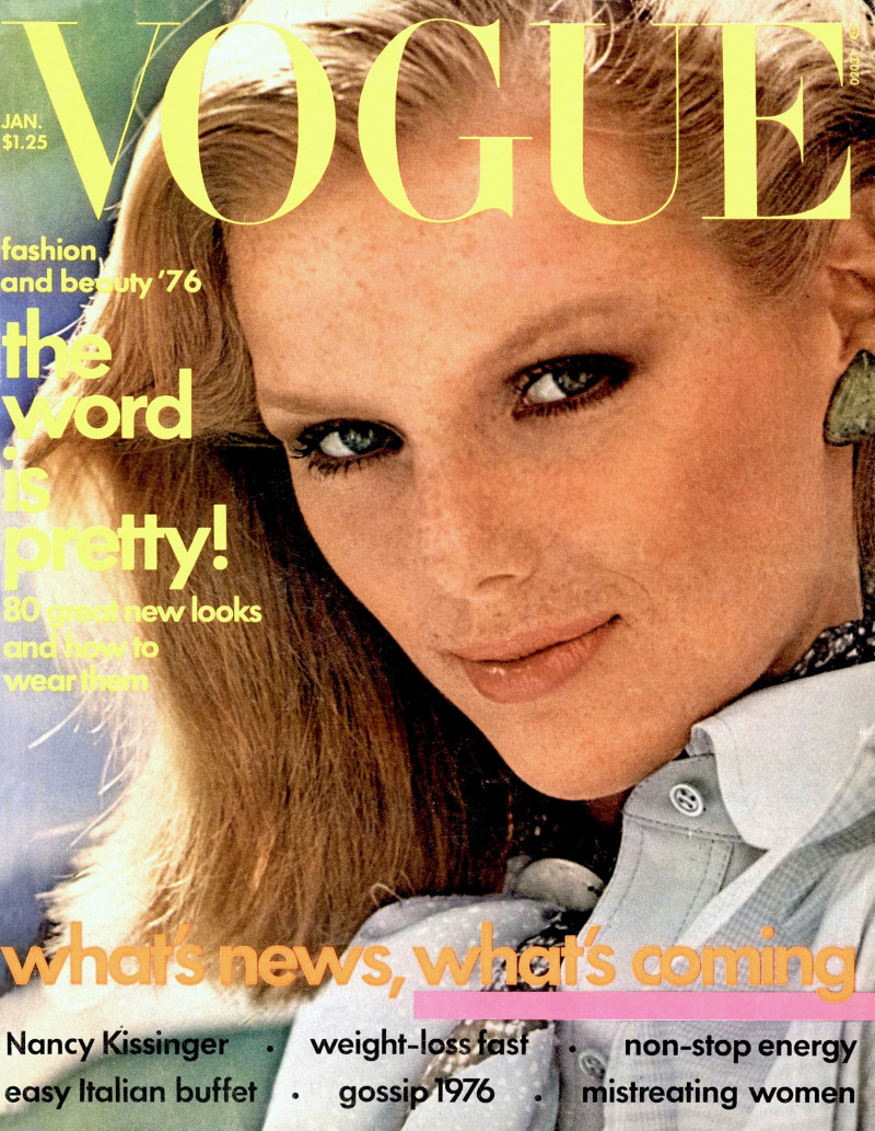 Patti Hansen featured on the Vogue USA cover from January 1976