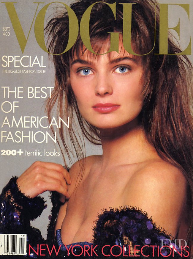 Paulina Porizkova featured on the Vogue USA cover from September 1986