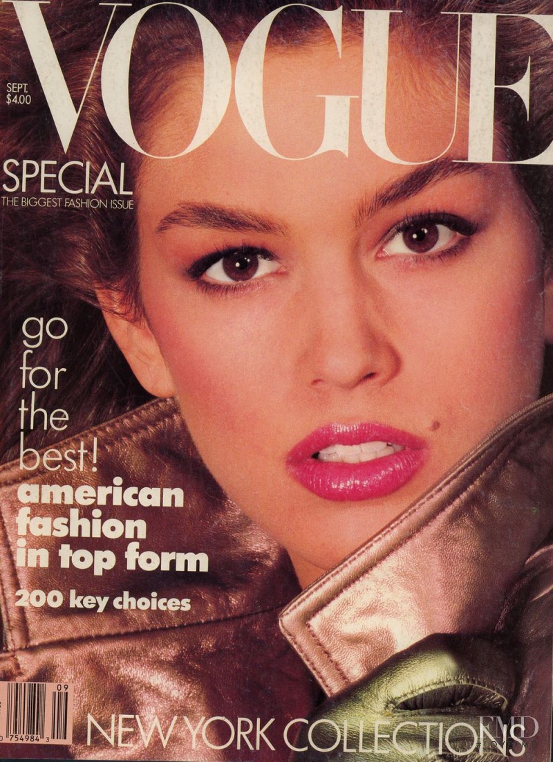 Cindy Crawford featured on the Vogue USA cover from September 1987