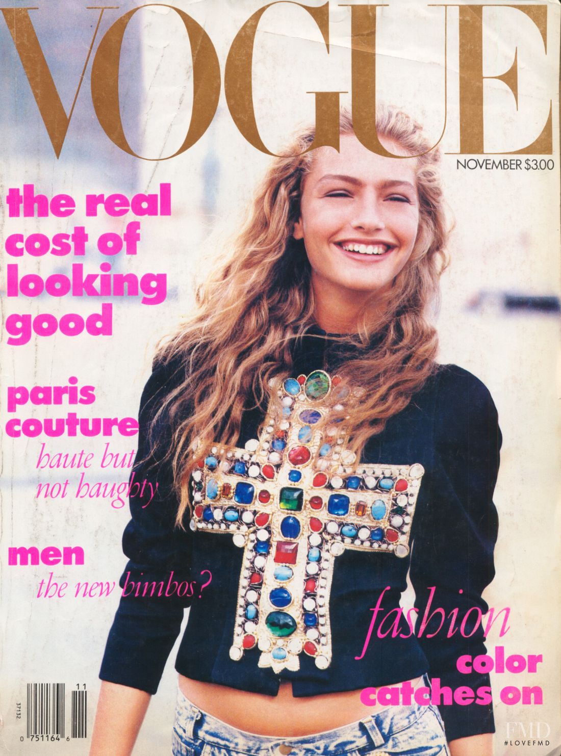 Cover of Vogue USA with Michaela Bercu, November 1988 (ID:3646 ...