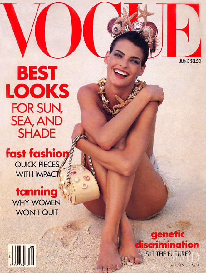Linda Evangelista featured on the Vogue USA cover from June 1990