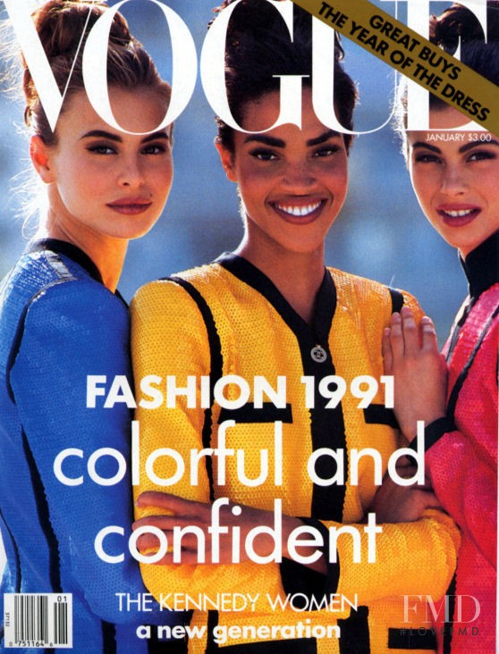 Niki Taylor, Audrey Benoit, Stephanie Roberts featured on the Vogue USA cover from January 1991