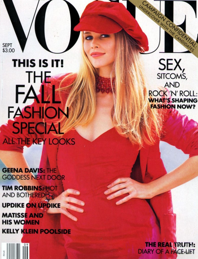 Claudia Schiffer featured on the Vogue USA cover from September 1992