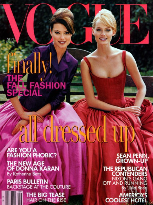 Amber Valletta, Shalom Harlow featured on the Vogue USA cover from September 1995