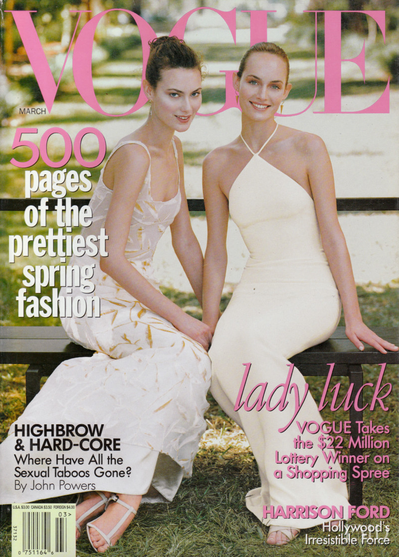 Amber Valletta, Shalom Harlow featured on the Vogue USA cover from March 1997