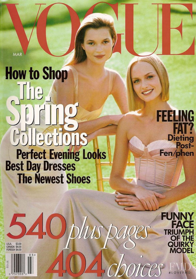 Amber Valletta, Kate Moss featured on the Vogue USA cover from March 1998