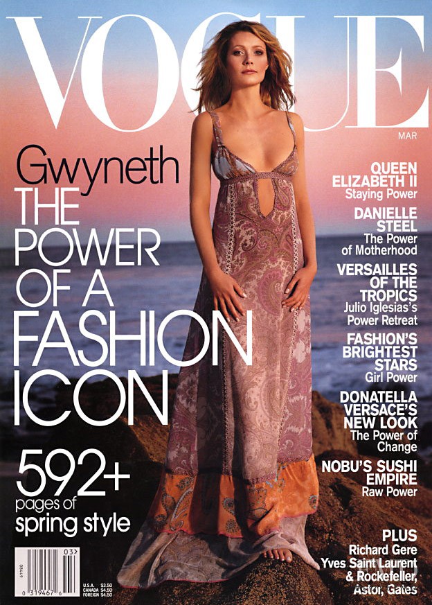 Gwyneth Paltrow featured on the Vogue USA cover from March 2002