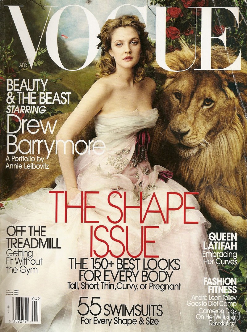 Drew Barrymore featured on the Vogue USA cover from April 2005