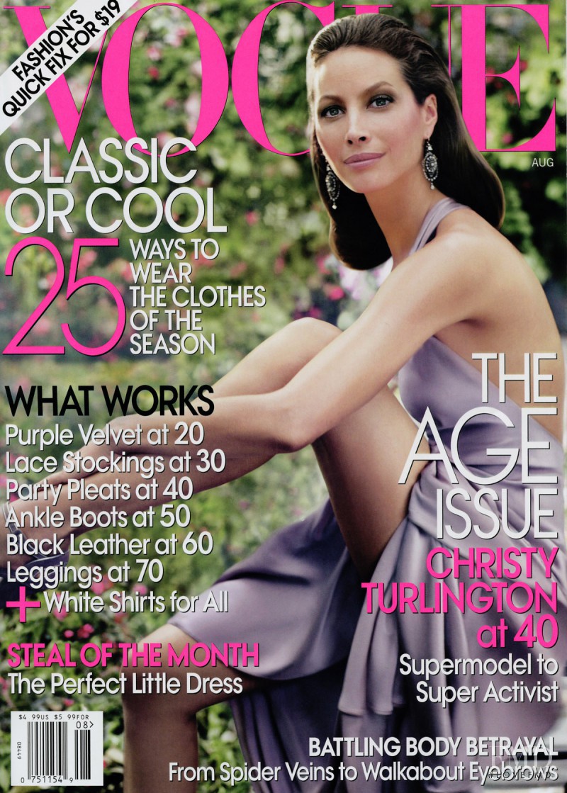 Christy Turlington featured on the Vogue USA cover from August 2009