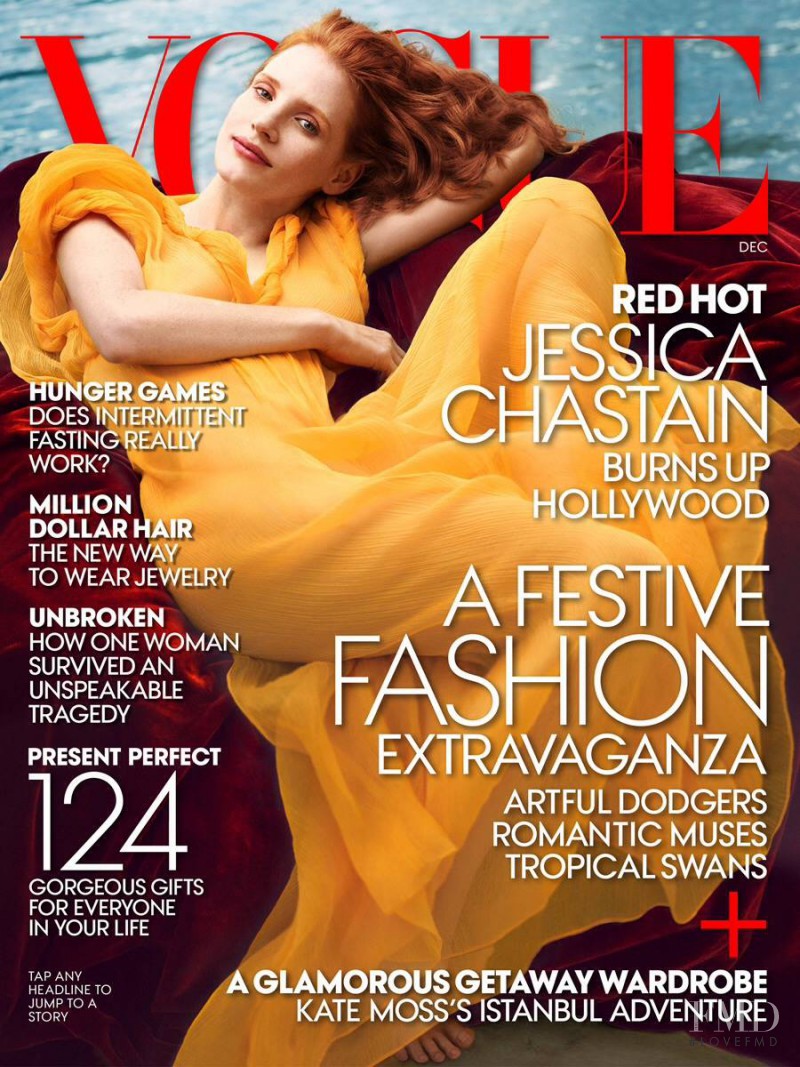 Jessica Chastain featured on the Vogue USA cover from December 2013