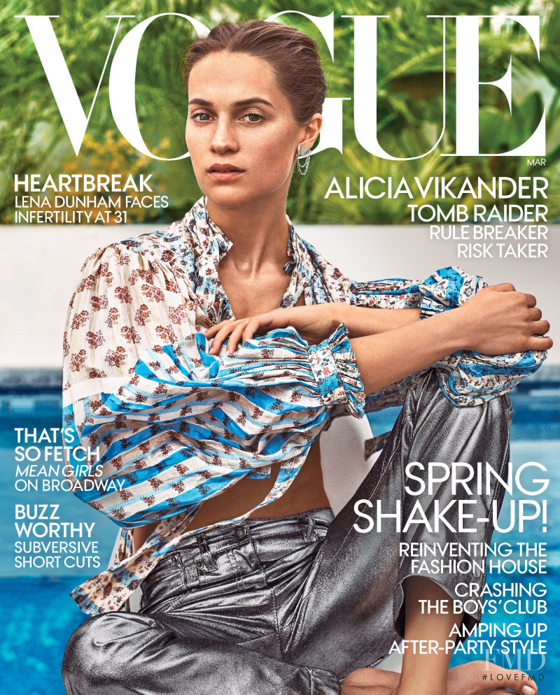 Alicia Vikander featured on the Vogue USA cover from March 2018