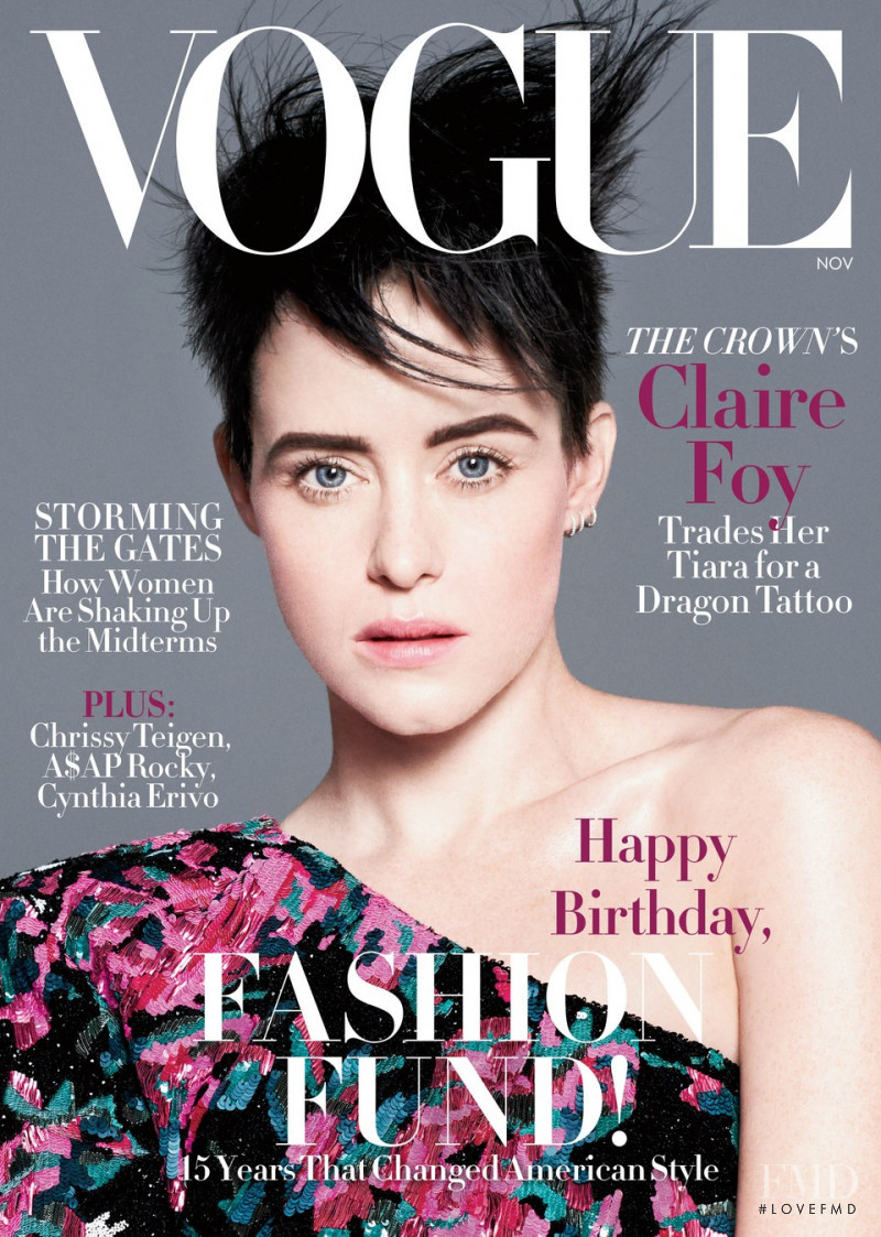 Claire Foy featured on the Vogue USA cover from November 2018