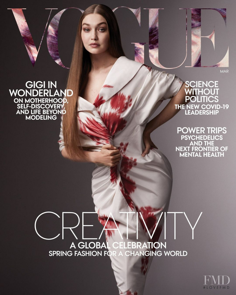 Gigi Hadid featured on the Vogue USA cover from March 2021