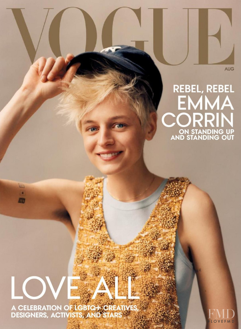 Emma Corrin featured on the Vogue USA cover from August 2022