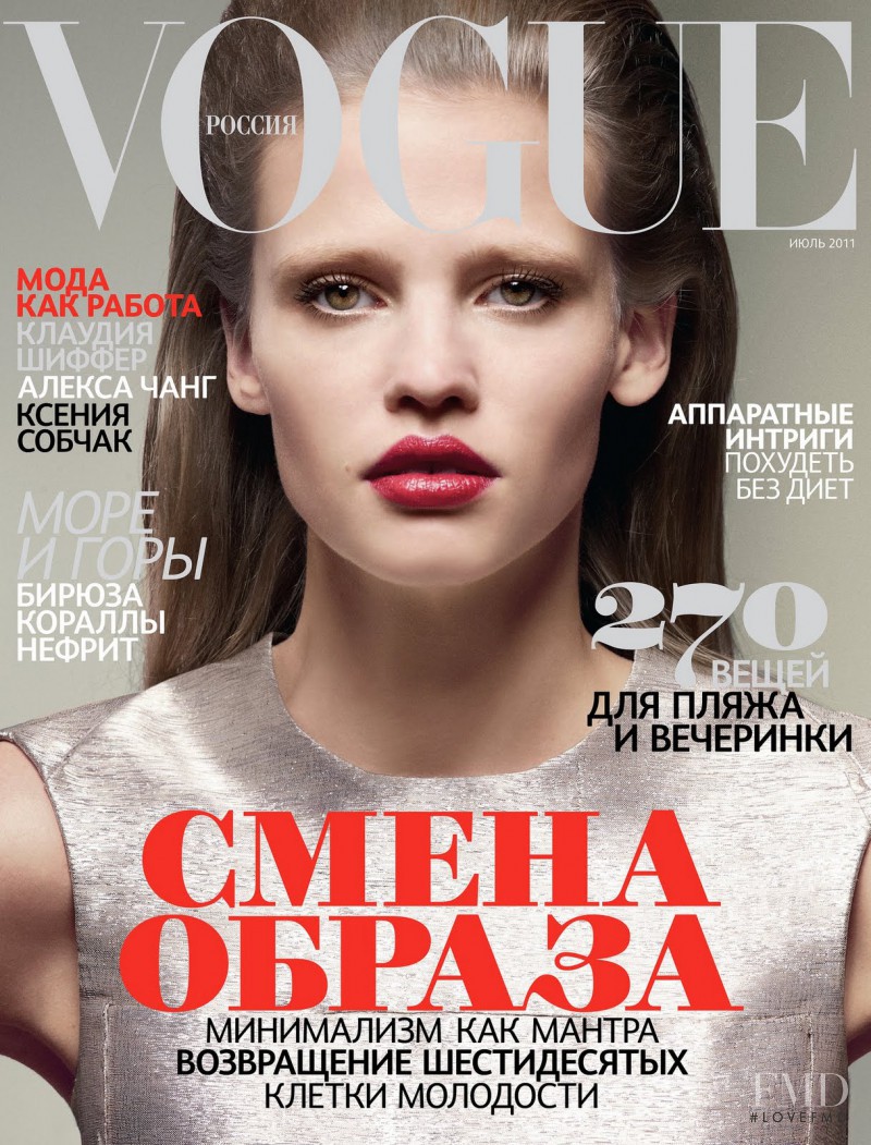 Lara Stone featured on the Vogue Russia cover from July 2011