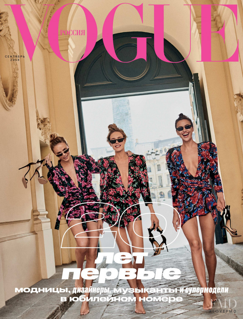 Natalia Vodianova, Natasha Poly, Irina Shayk featured on the Vogue Russia cover from September 2018