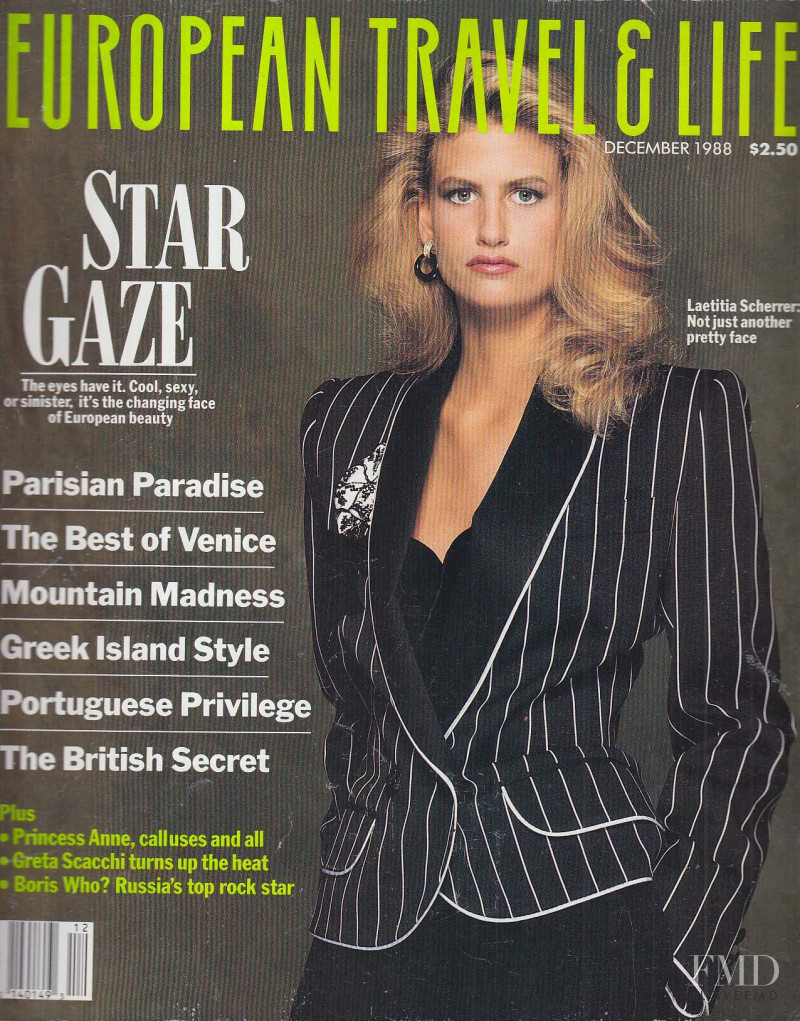 Laetitia Scherrer featured on the European Travel & Life cover from December 1988