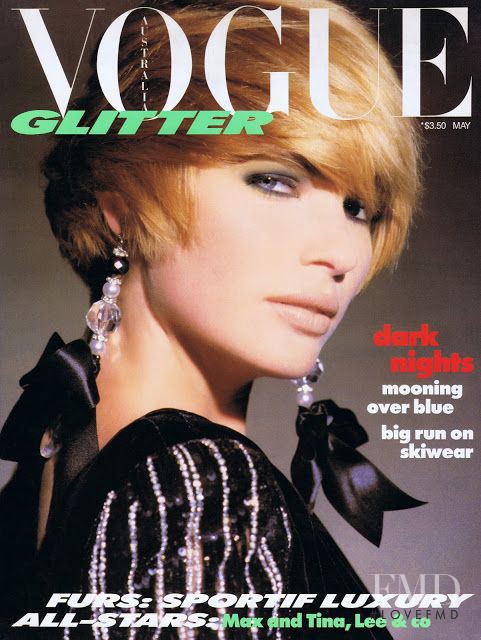 Carol Jackson featured on the Vogue Australia cover from May 1985