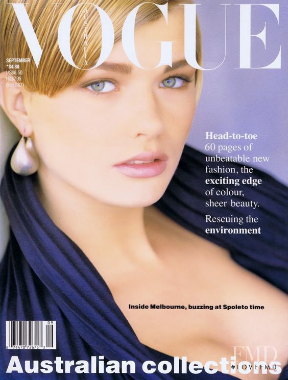 Jenny Hayman featured on the Vogue Australia cover from September 1989