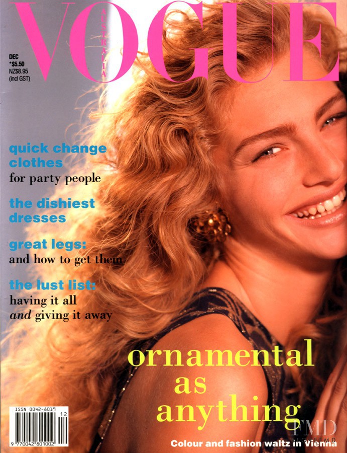 Michaela Bercu featured on the Vogue Australia cover from December 1990