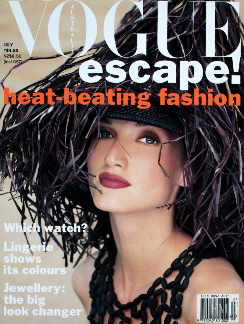 Rachel Boss featured on the Vogue Australia cover from July 1992
