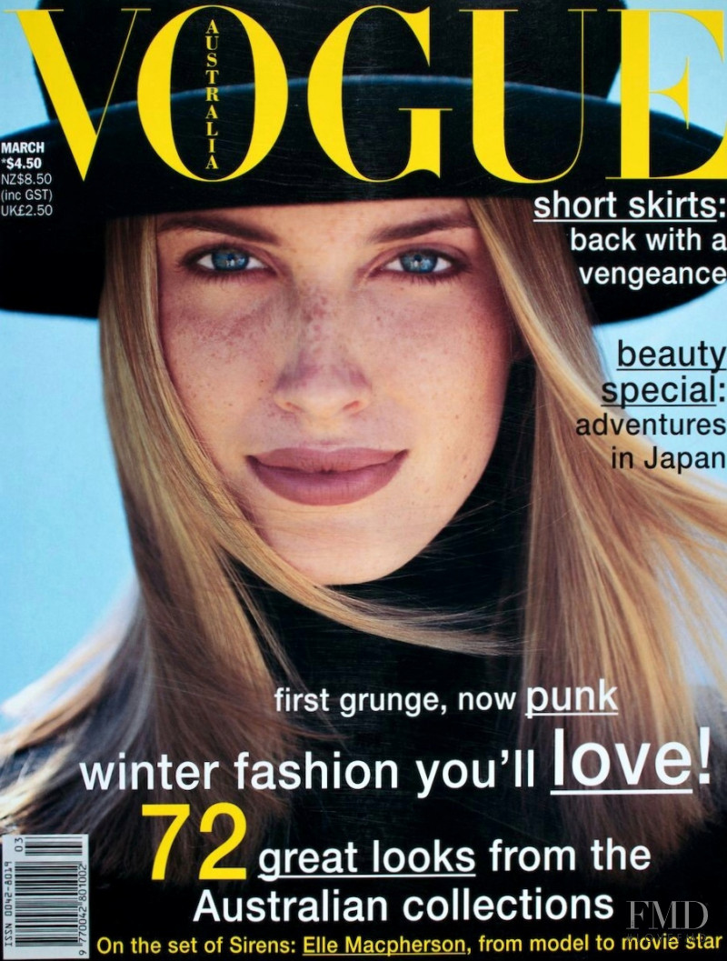 Mandy Cameron featured on the Vogue Australia cover from March 1994