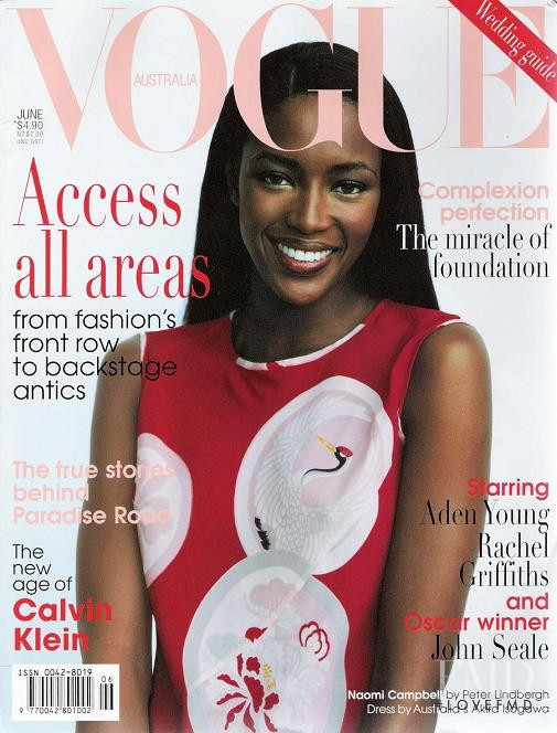 Naomi Campbell featured on the Vogue Australia cover from June 1997