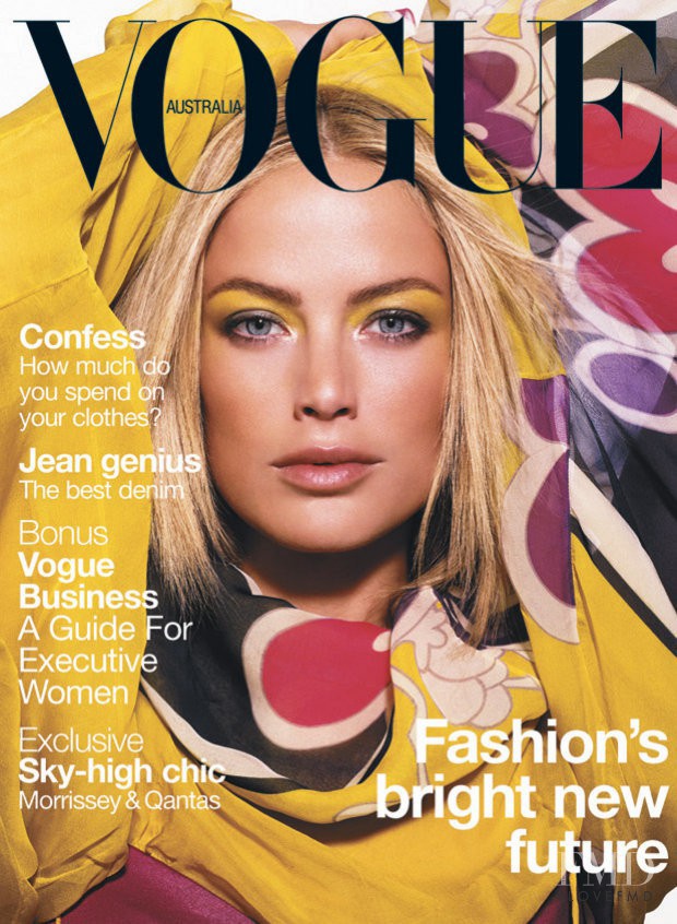 Carolyn Murphy featured on the Vogue Australia cover from August 2003