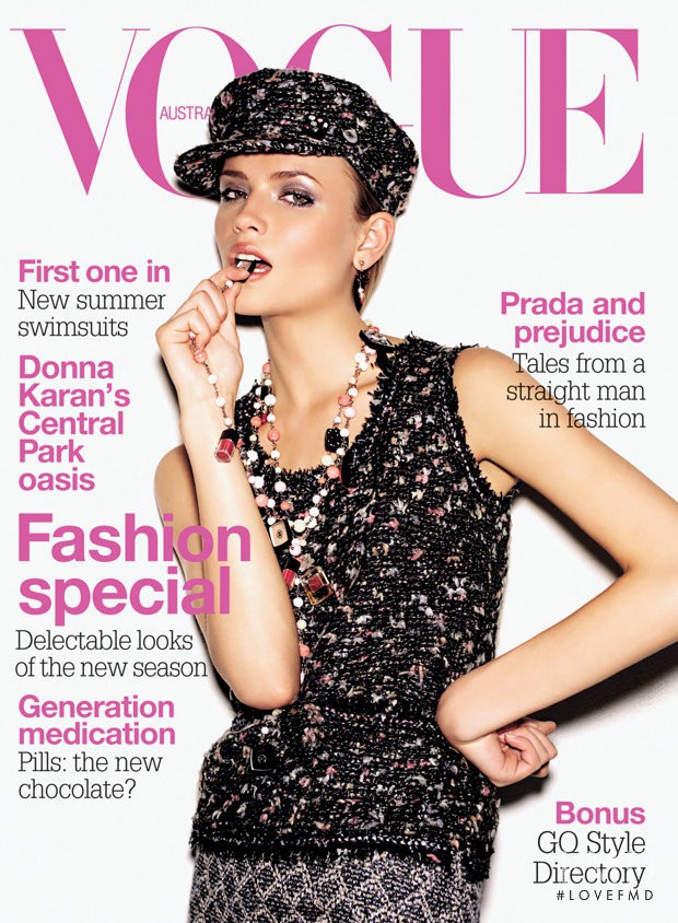 Natasha Poly featured on the Vogue Australia cover from October 2004