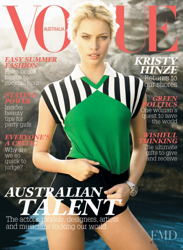 Kristy Hinze featured on the Vogue Australia cover from December 2007