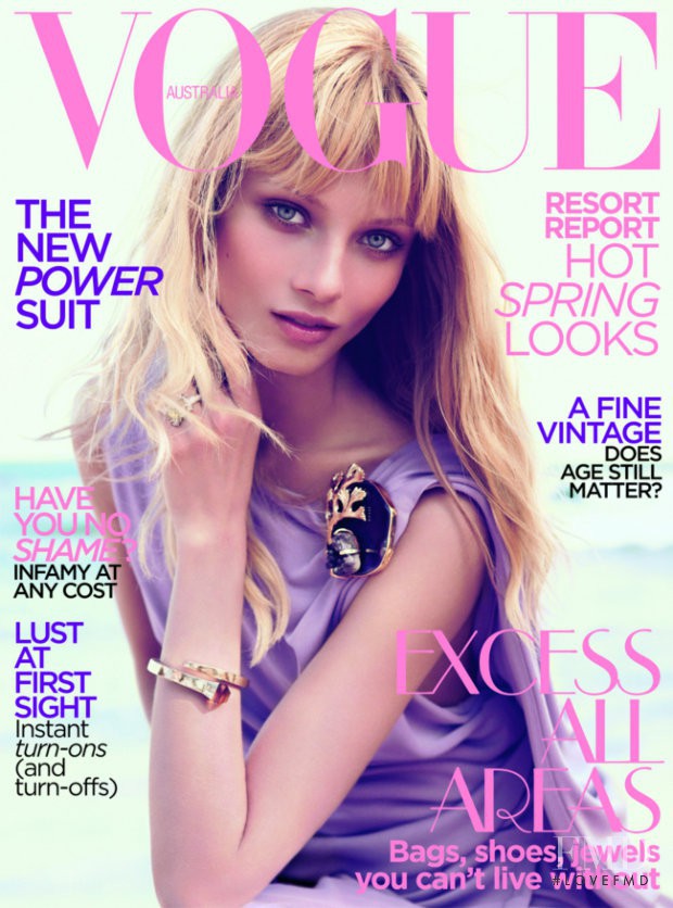 Anna Selezneva featured on the Vogue Australia cover from October 2009