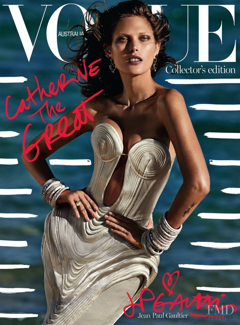 Catherine McNeil featured on the Vogue Australia cover from October 2014