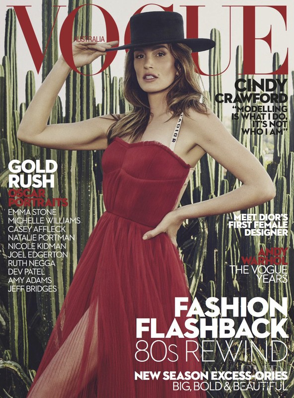 Cindy Crawford featured on the Vogue Australia cover from March 2017