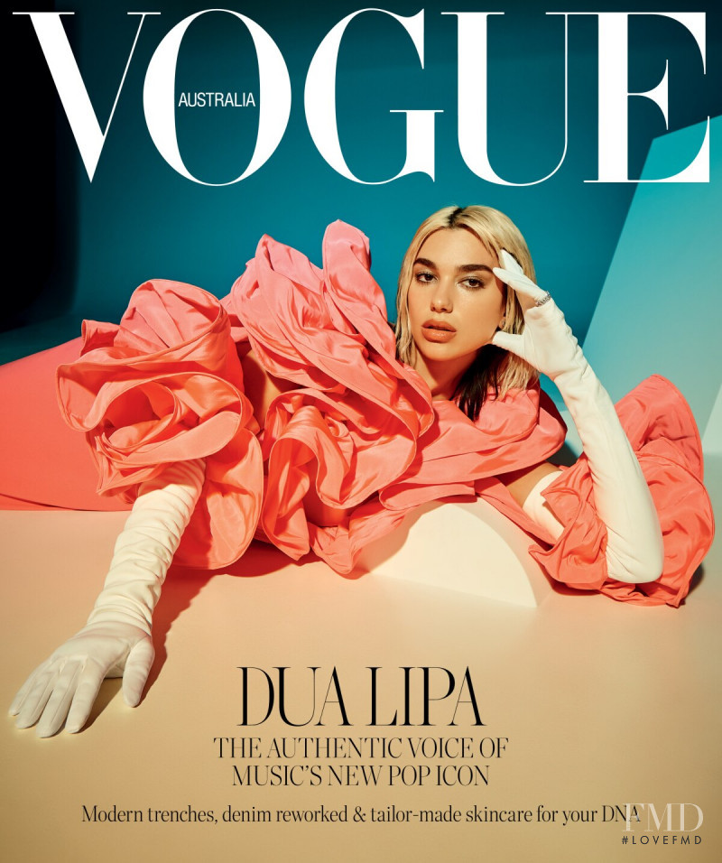 Dua Lipa featured on the Vogue Australia cover from April 2020