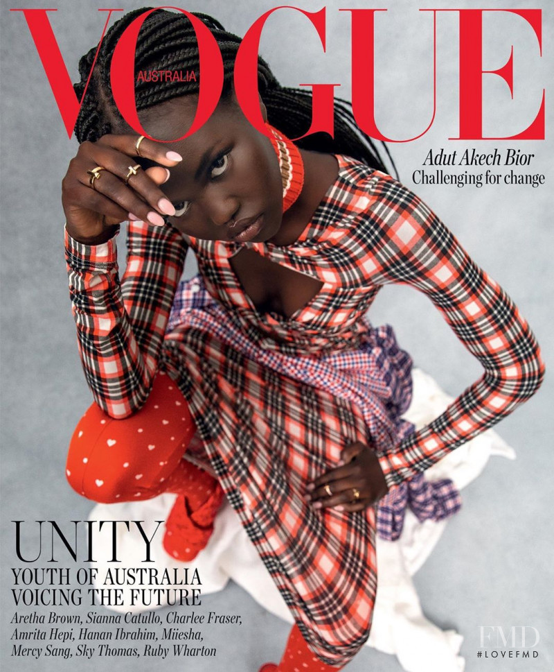 Adut Akech Bior featured on the Vogue Australia cover from August 2020