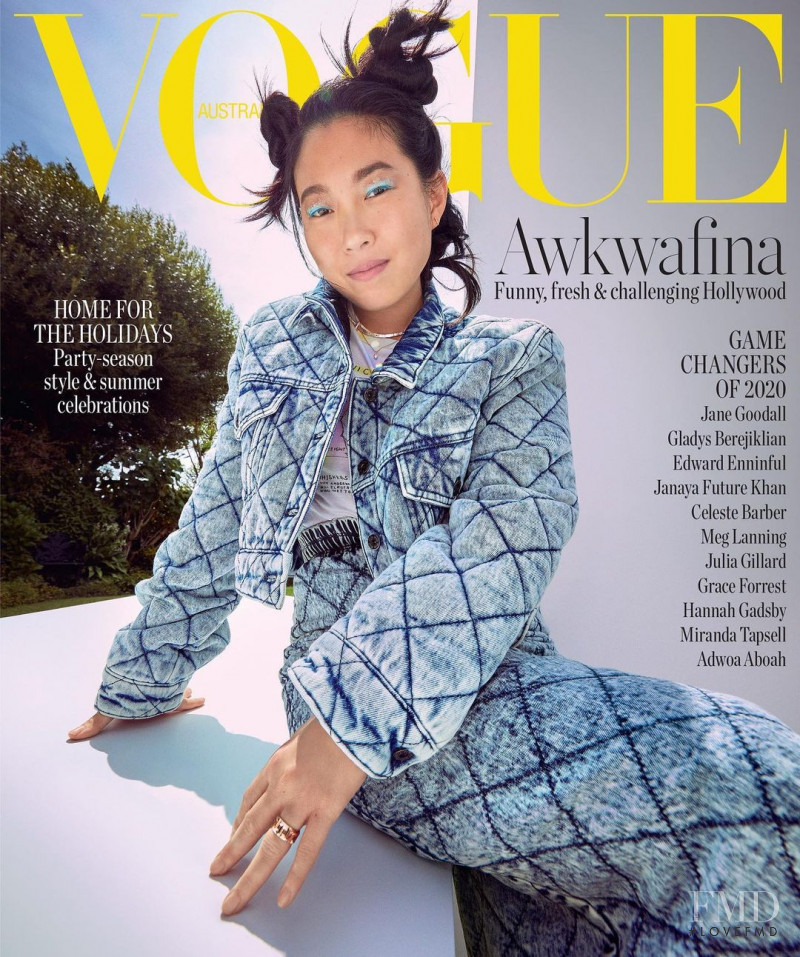 Awkwafina featured on the Vogue Australia cover from December 2020