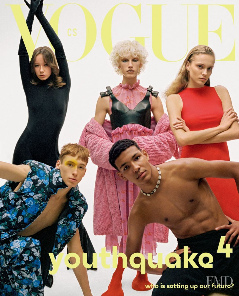 Nicol Skalnikova, Jakub Belzar, Silvia Kadlicova featured on the Vogue Czechoslovakia cover from February 2022