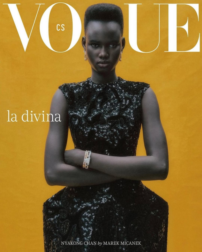 Nyakong Chan featured on the Vogue Czechoslovakia cover from March 2024