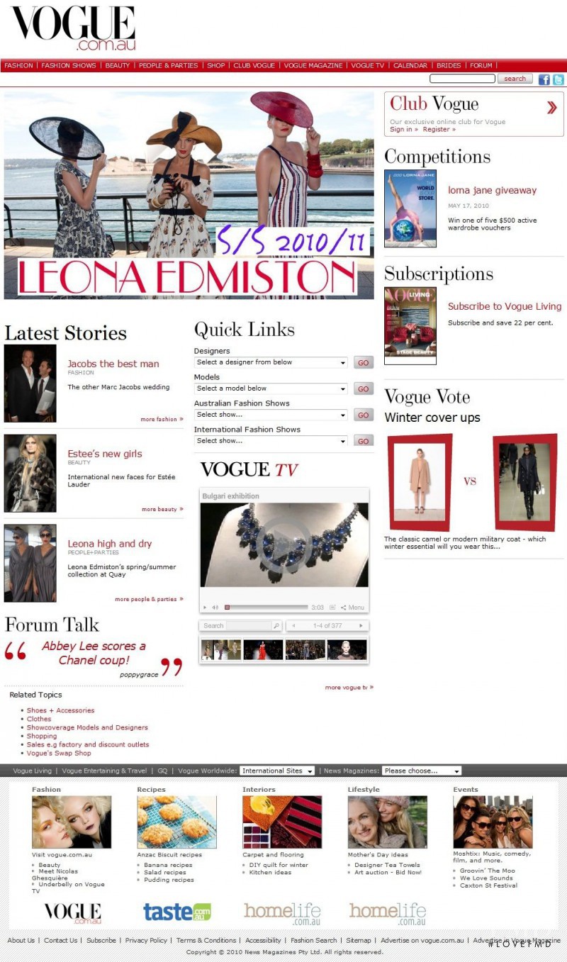  featured on the Vogue.com.au screen from April 2010