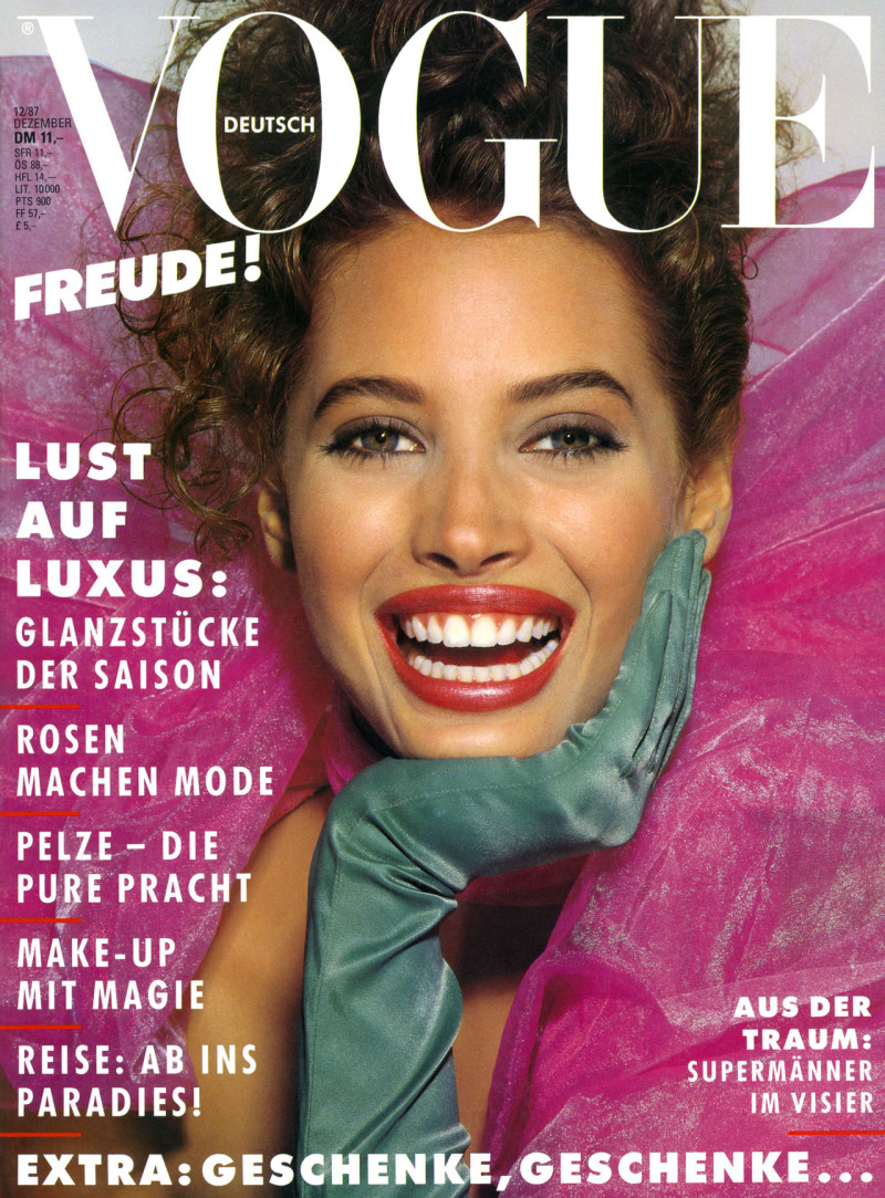 Christy Turlington featured on the Vogue Germany cover from December 1987
