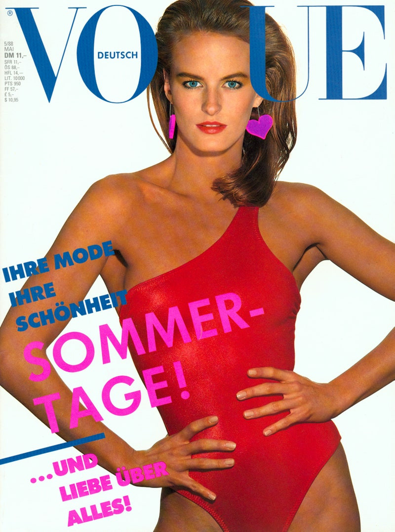 Steevie van der Veen featured on the Vogue Germany cover from May 1988