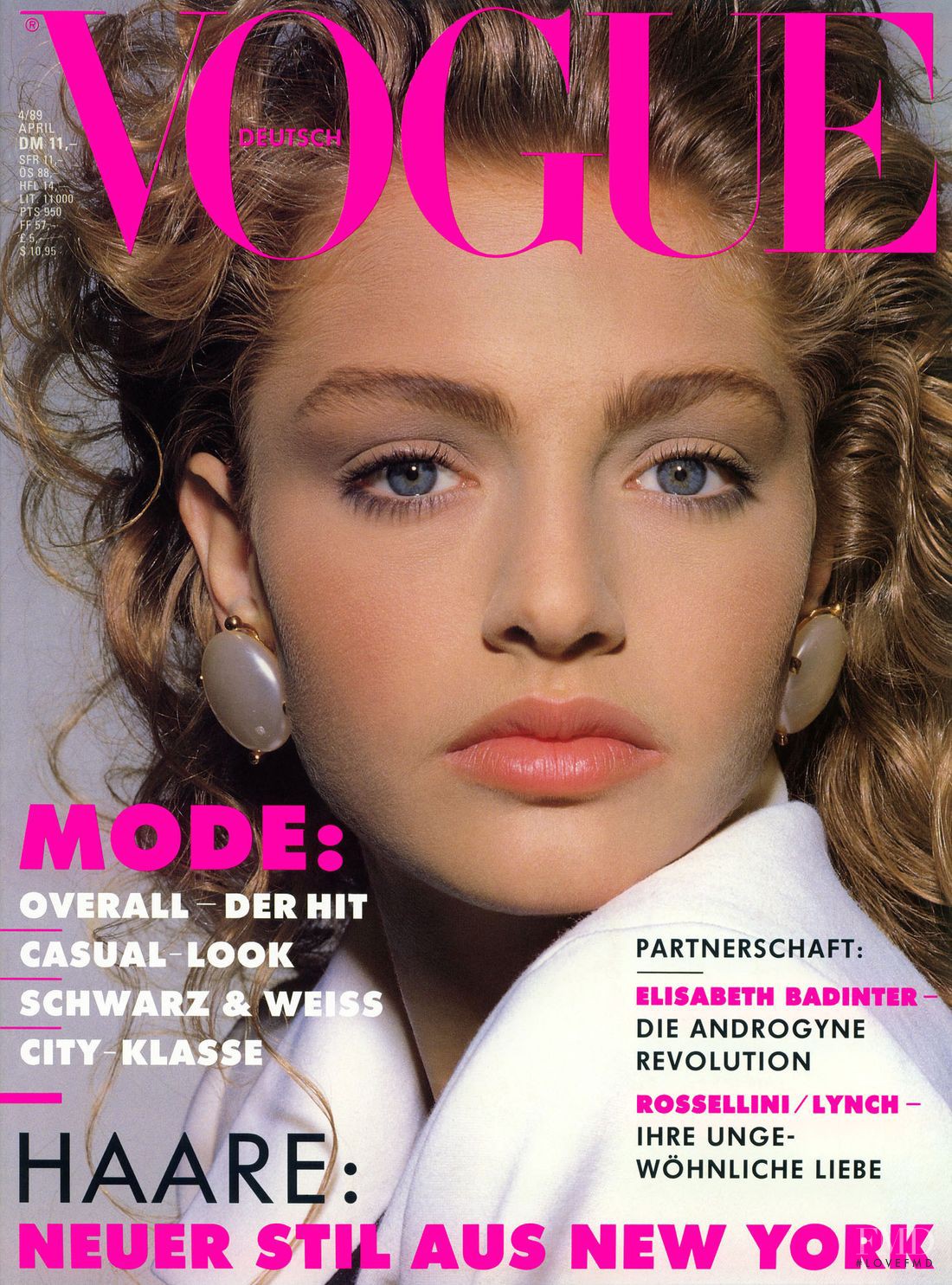 Cover of Vogue Germany with Michaela Bercu, April 1989 (ID:3139 ...