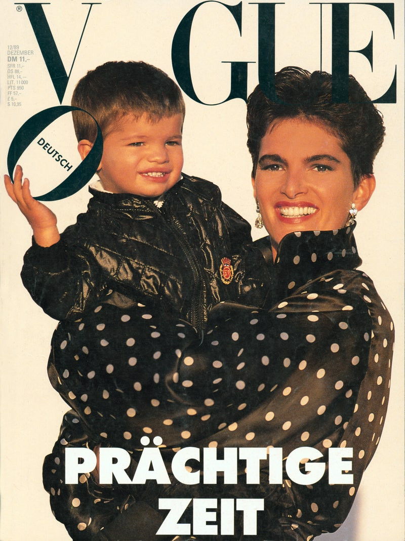 Lynne Koester featured on the Vogue Germany cover from December 1989