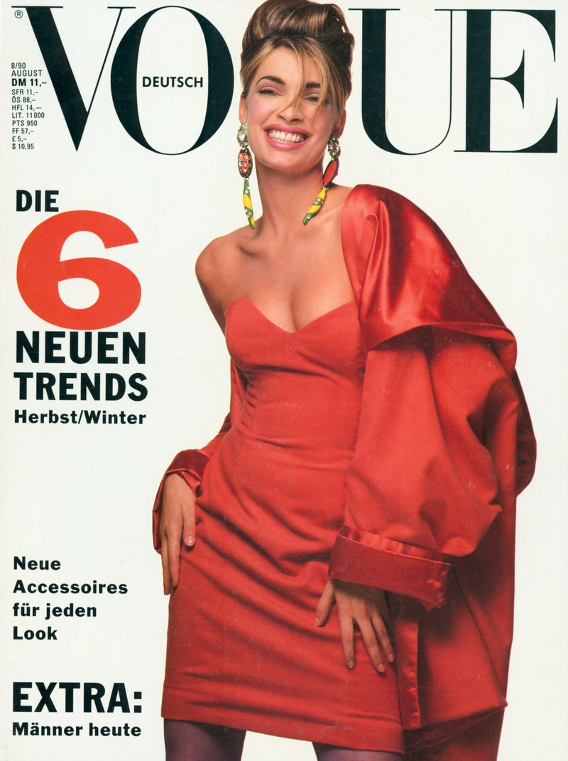 Dana Patrick featured on the Vogue Germany cover from August 1990