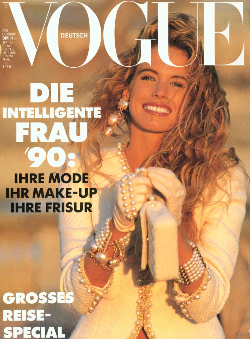 Larissa Fielding featured on the Vogue Germany cover from February 1990
