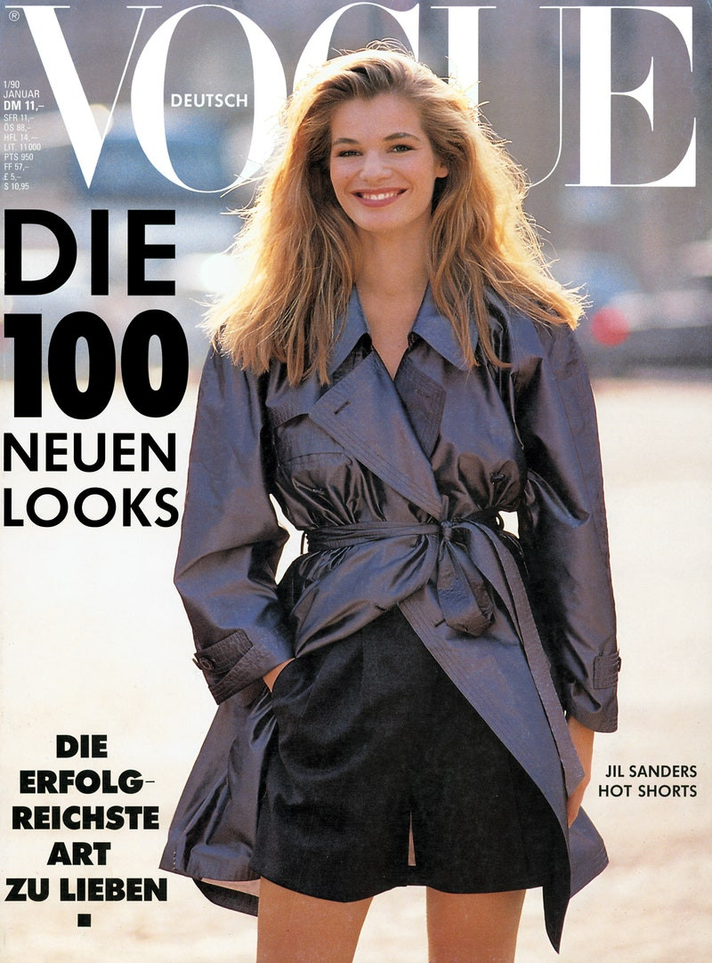 Cordula Reyer featured on the Vogue Germany cover from January 1990