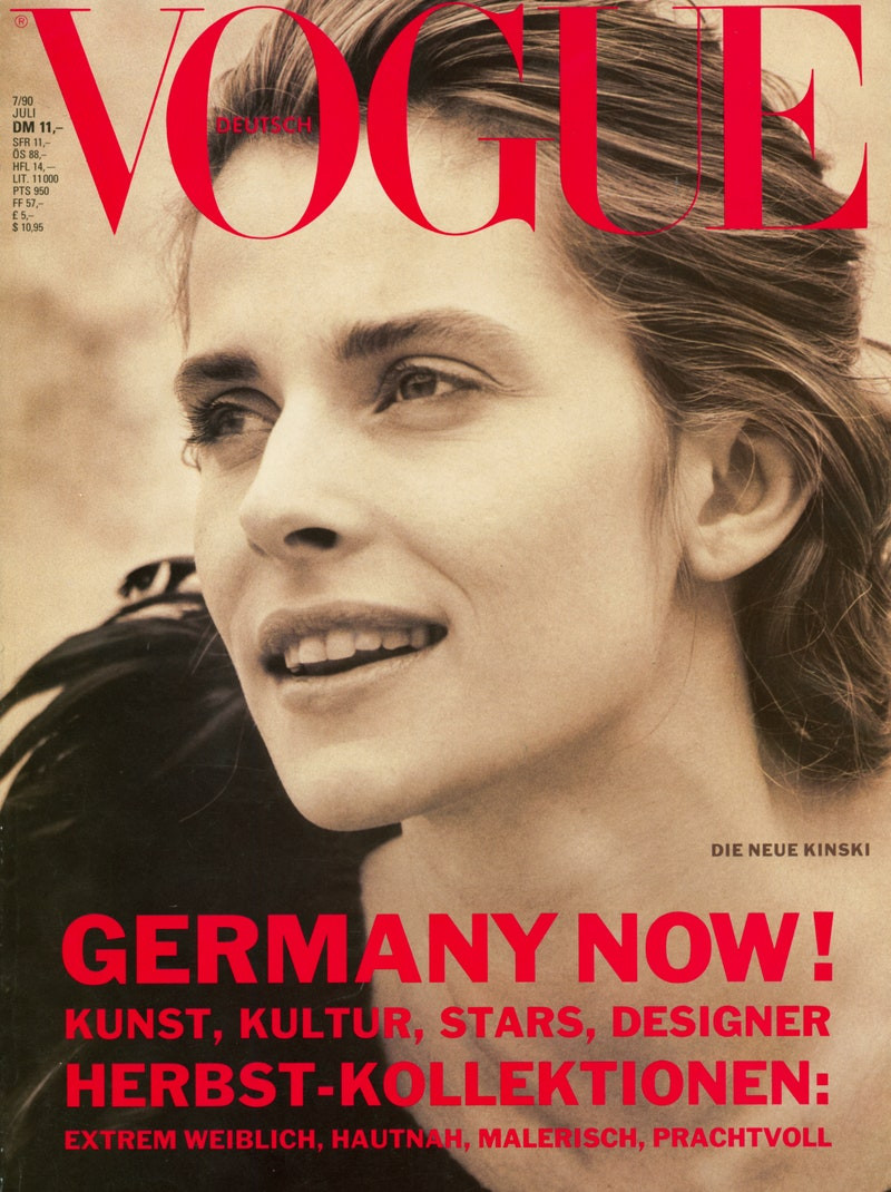 Nastassja Kinski featured on the Vogue Germany cover from July 1990