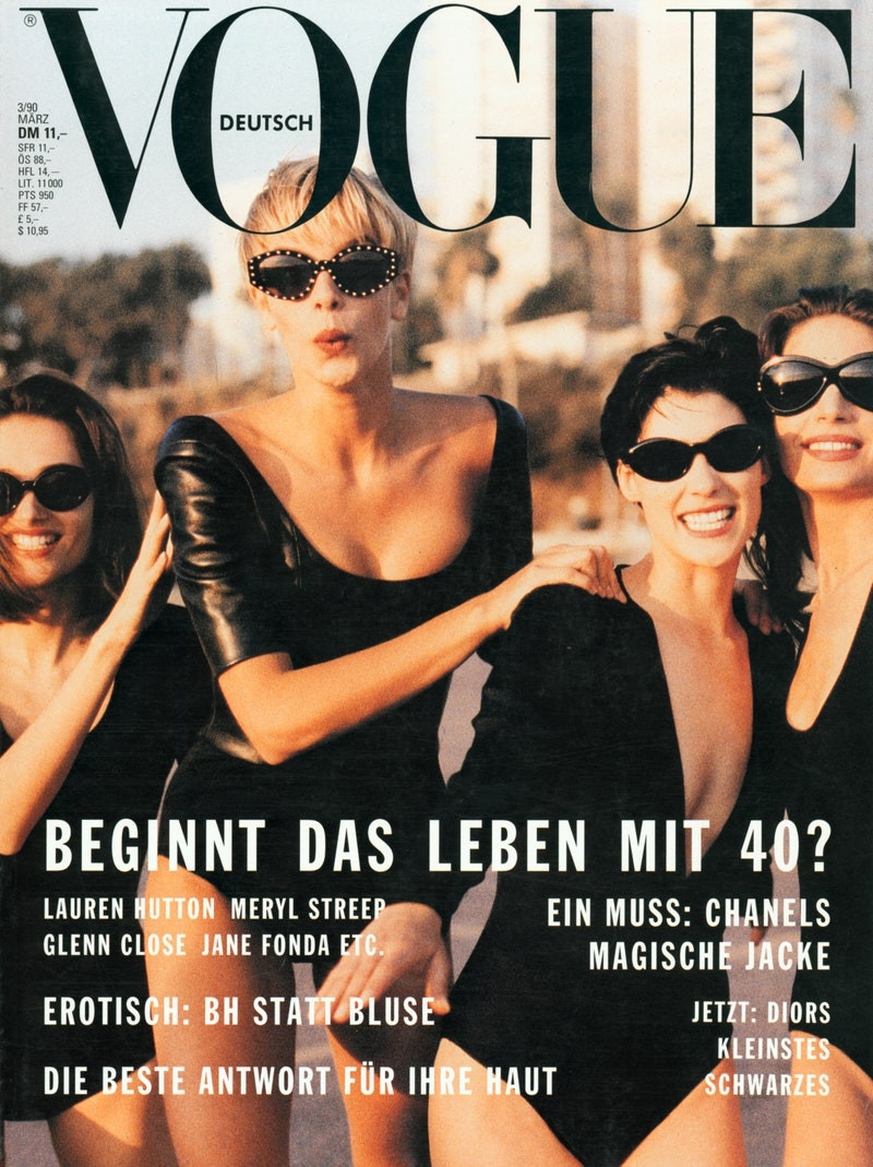 Dana Patrick featured on the Vogue Germany cover from March 1990